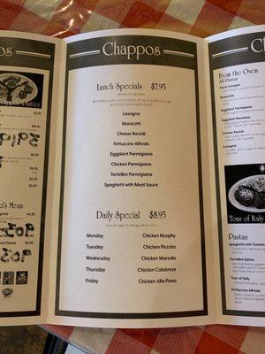 Daily specials