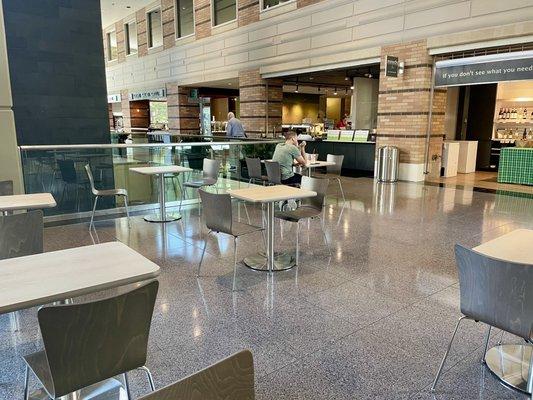 General seating in the cafeteria. Nearby elevators for easy access.