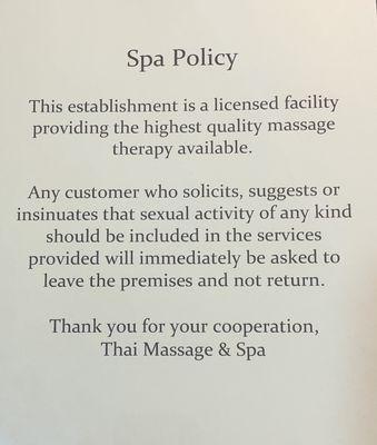 Spa Policy