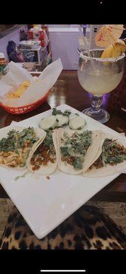 Tacos entree: chorizo, chicken, and steak