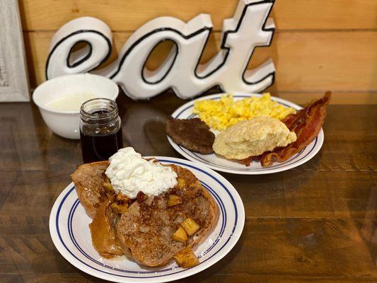 French Toast with Eggs, Bacon, and Sausage!