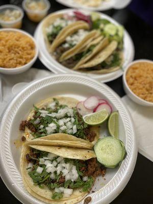 Chorizo and Al pastor tacos!