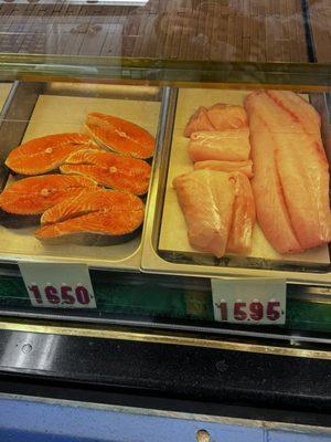 Salmon steaks and sea bass (?)