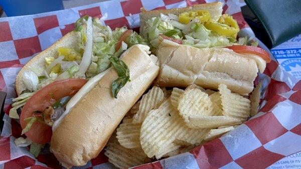 Veggie sub with mushrooms and olives