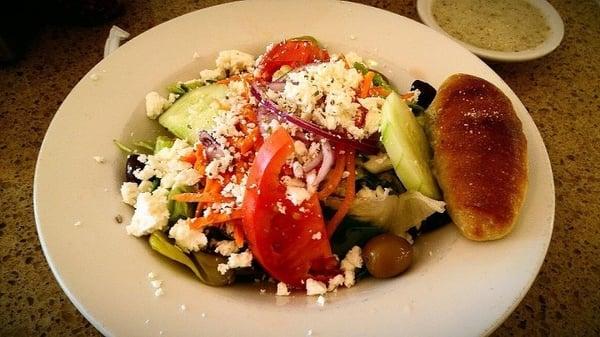 Greek salad. You can add chicken to it for extra $.