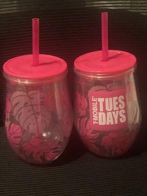 T-Mobile Tuesday giveaway, plastic water tumbler with straw.