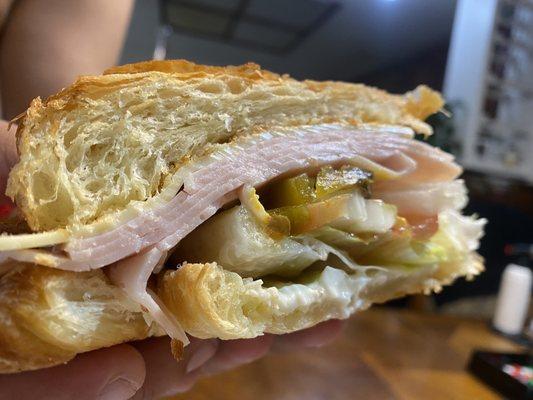 Number 10. Turkey on a croissant w jalepenos & no pickles.