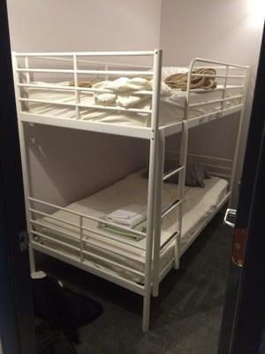 One of the rooms. Twin size bunk beds.