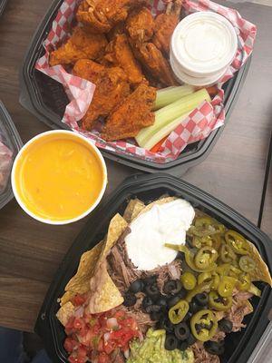 Buffalo wings and ultimate nachos