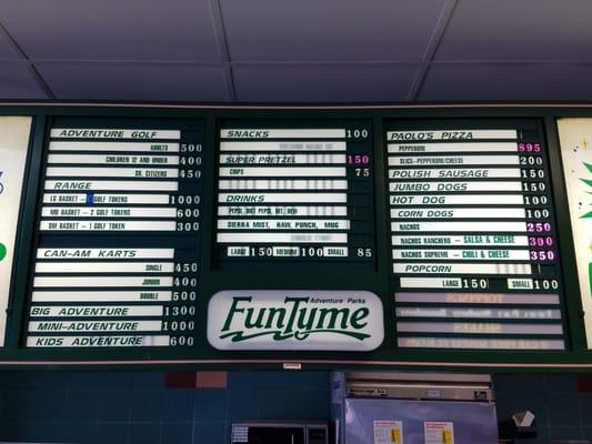 FunTyme Menu!