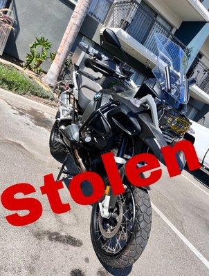 My motorcycle was parked in the Madison Park parking lot and was stolen