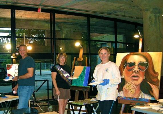 ARTClassDallas Studio with artists Bradley Richardson, Denise Costello and Lindsey Perl