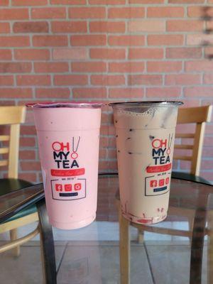 Strawberry Smoothie and Lavender Milk Tea w/Strawberry jelly