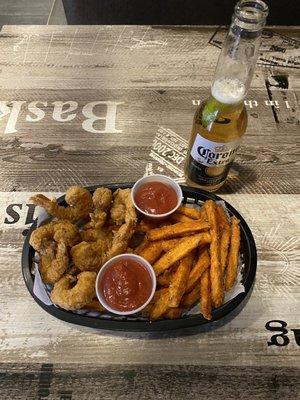 Fried Shrimp 8 pcs with Sweet Potato Fries & Corona