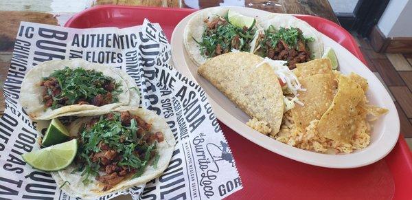 Al pastor tacos and hard shell beef tacos are my fave!  Love El Burrito Loco!!