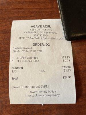 $25 lunch for two - cheaper than McDonald's