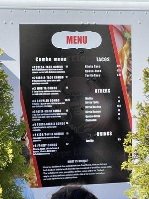 Menu as of 8/6/22, photo credit: Josh C