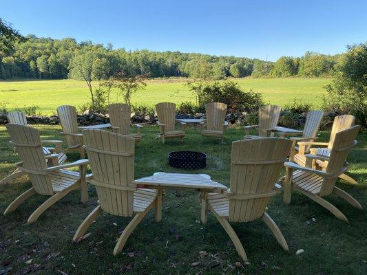 Firepit with adirondack chairs