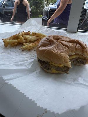 Burger and fries