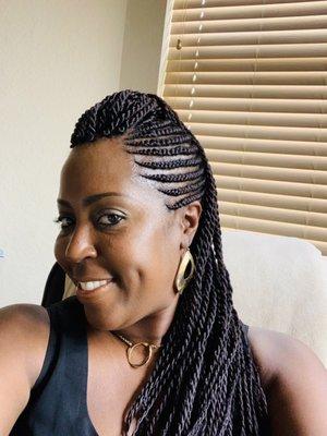 Mohawk braids and twists side view