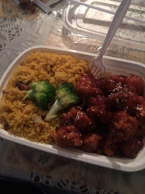 Sesame chicken was good.