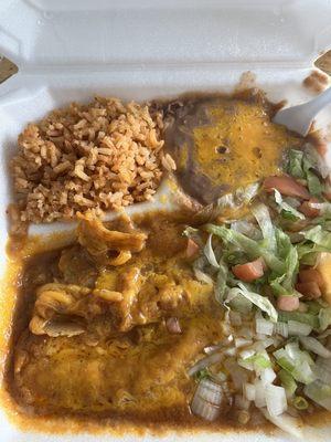 Cheese enchiladas w/rice & beans