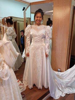 Me wearing her unaltered wedding gown