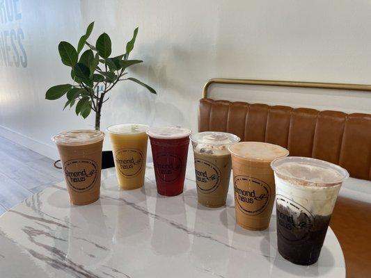 Sea salt coffee, coconut milk tea, jasmin tea and house coffee