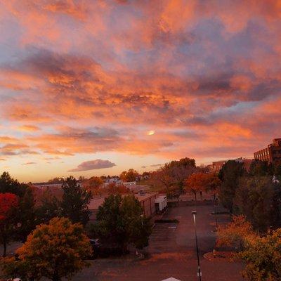 Spectacular sunrise from room window.