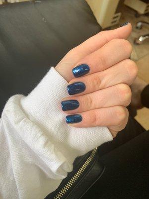 Sparkly blue gel manicure