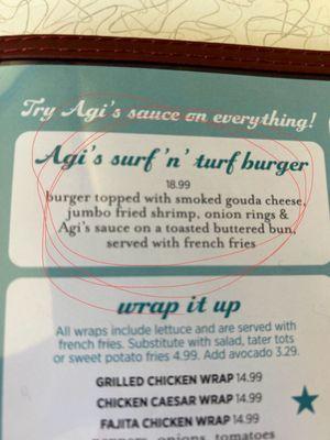 Agi's Surf & Turf Buger