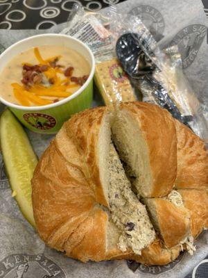 The chick- Greek goddess sandwich with loaded potato soup.