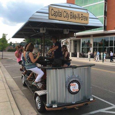 This Pedal pub Bar on wheels is great for any occasion- group outings, corporate events, birthday parties, tailgating, you name it!