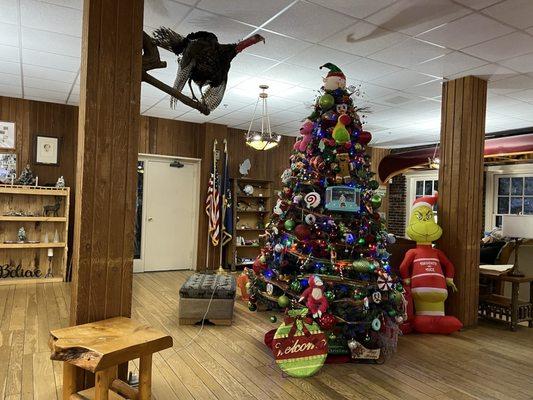 Holiday decorations in the lounge.