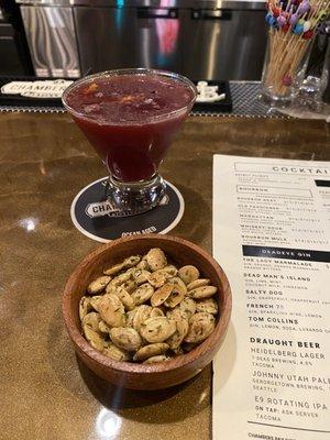 U.P cosmo and herbed almonds