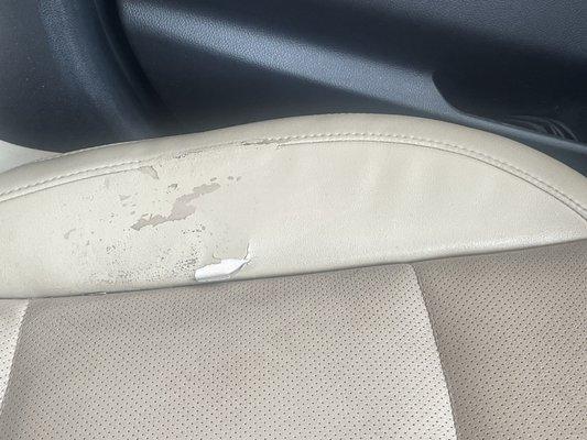 Damaged seat of Subaru Outback.