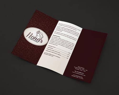 Nona's Hair Studio: Trifold design and printing