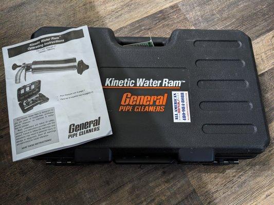 This Kinetic Water Ram really works and makes cleaning your drains kinda fun! Check out the How To video on our Reels! Call us with question