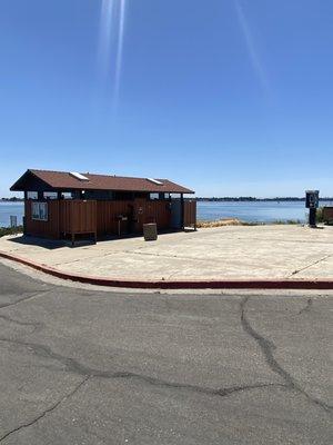 Bathrooms closest to the water.