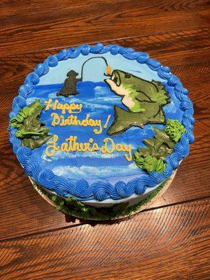 Fishing themed ice cream cake, made to order! Came out great