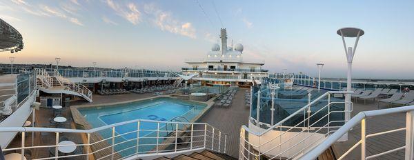 Panorama view of decks 16 & 17 of the Enchanted Princess