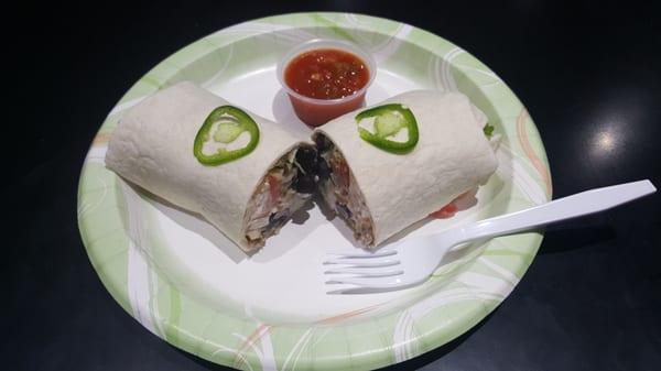 Jamaican pork burrito