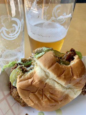 An exceptional fried chicken sandwich (with a side of Breakside).