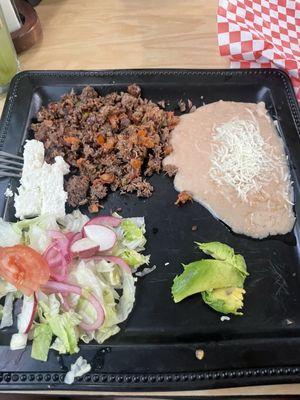 Machaca was ok but tasted microwaved and such a small portion. Not like they advertise