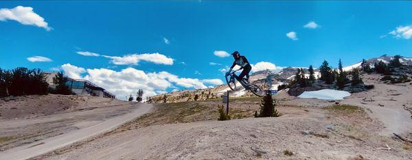 Sending it at mammoth! Shout out to Fullerton bike shop!