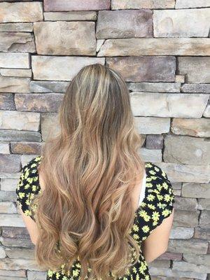 Blended highlights after a grown out ombré