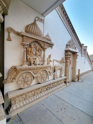 Radha Krishna Temple artistic embellishments on each side of the stairs, just beautiful!! 2022