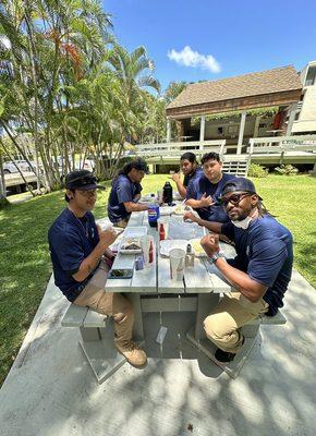 Water mitigation crew lunch time