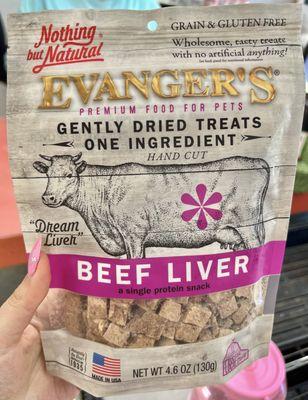 Evangers Gently Dried Beef Liver~ Our puppy Midnight absolutely loves these bite sized training treats!