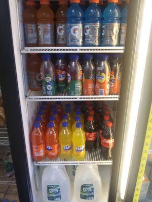 Carrying all assorted cold sodas including 20 oz and 28 Oz Gatorade all wild berry Snapple. All flavor Fanta incuding pineapple and Orangina